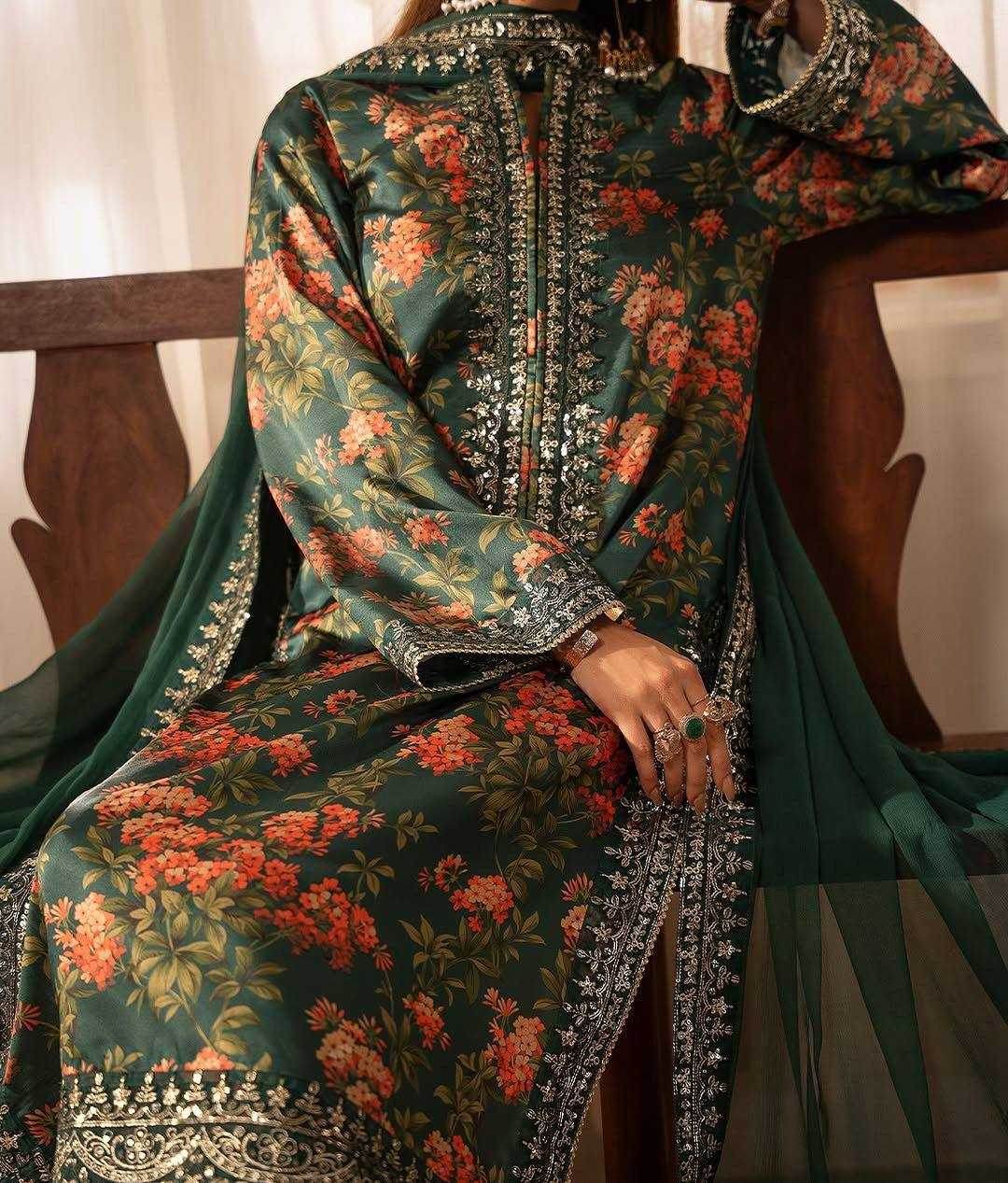 SILK PRINTED PARTY WEAR SUIT - MYLUXURY LANE ENTERPRISE
