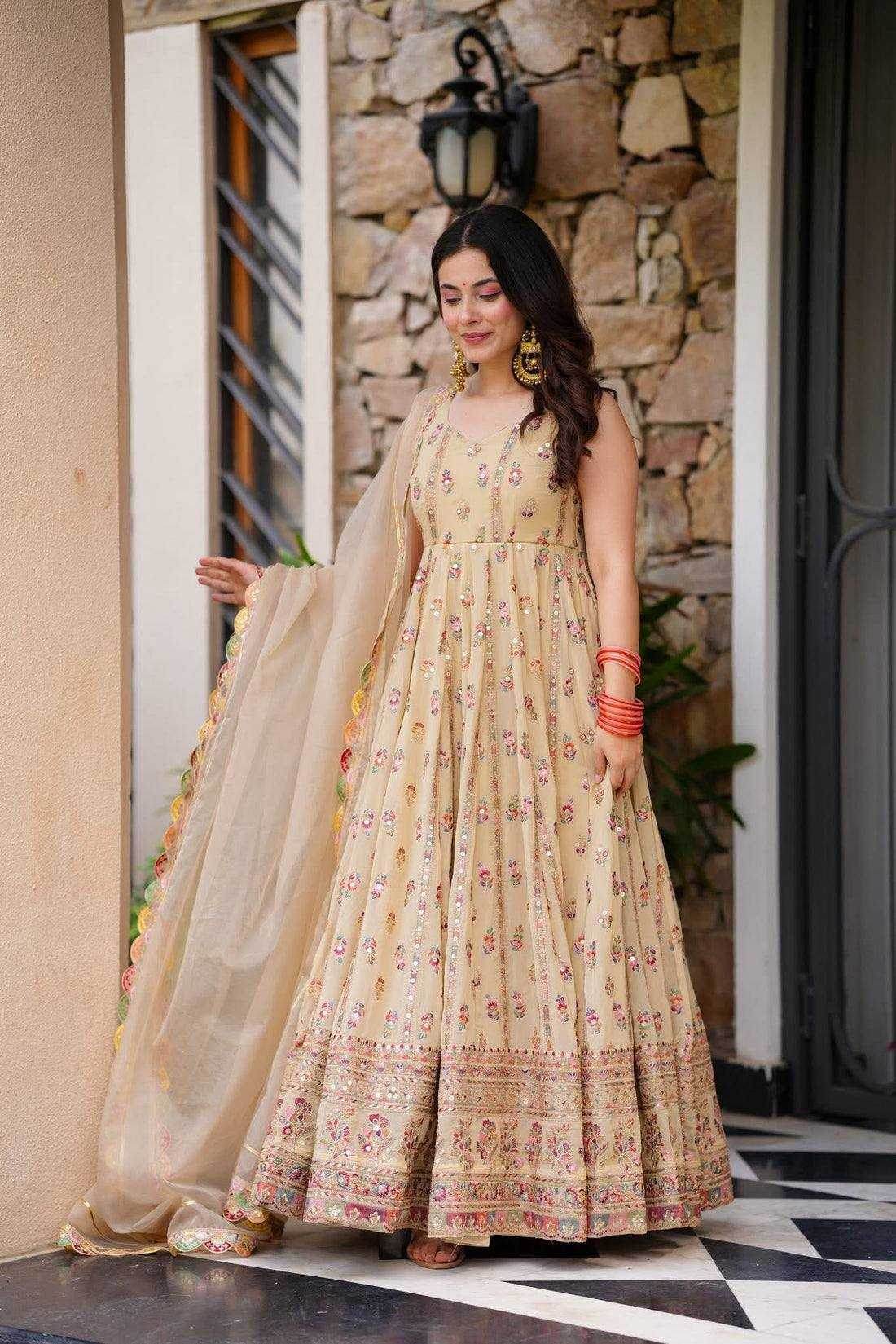Galaxy Simmer Embroidery Anarkali Gown - MYLUXURY LANE ENTERPRISE
