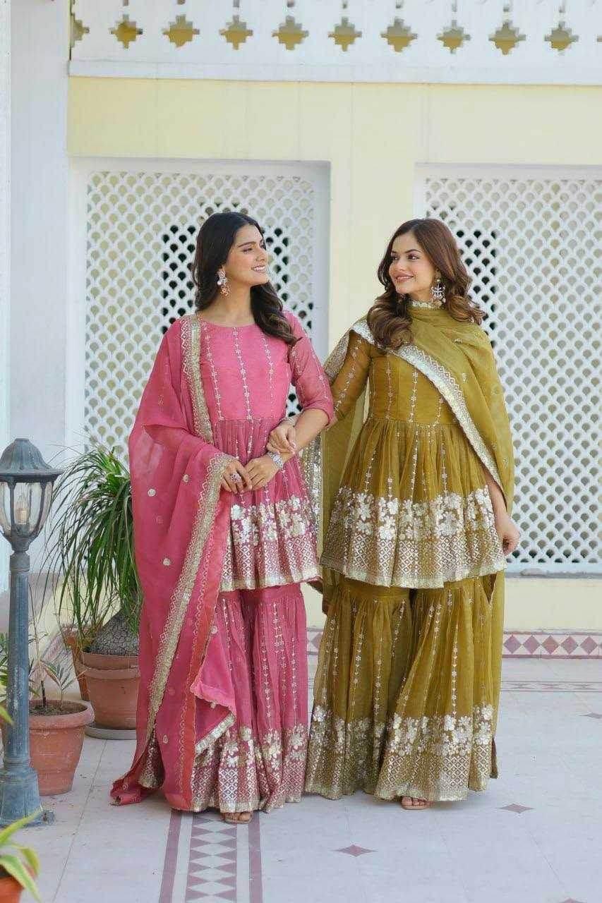 SHARARA SALWAR EMBROIDERY SUITS - MYLUXURY LANE ENTERPRISE