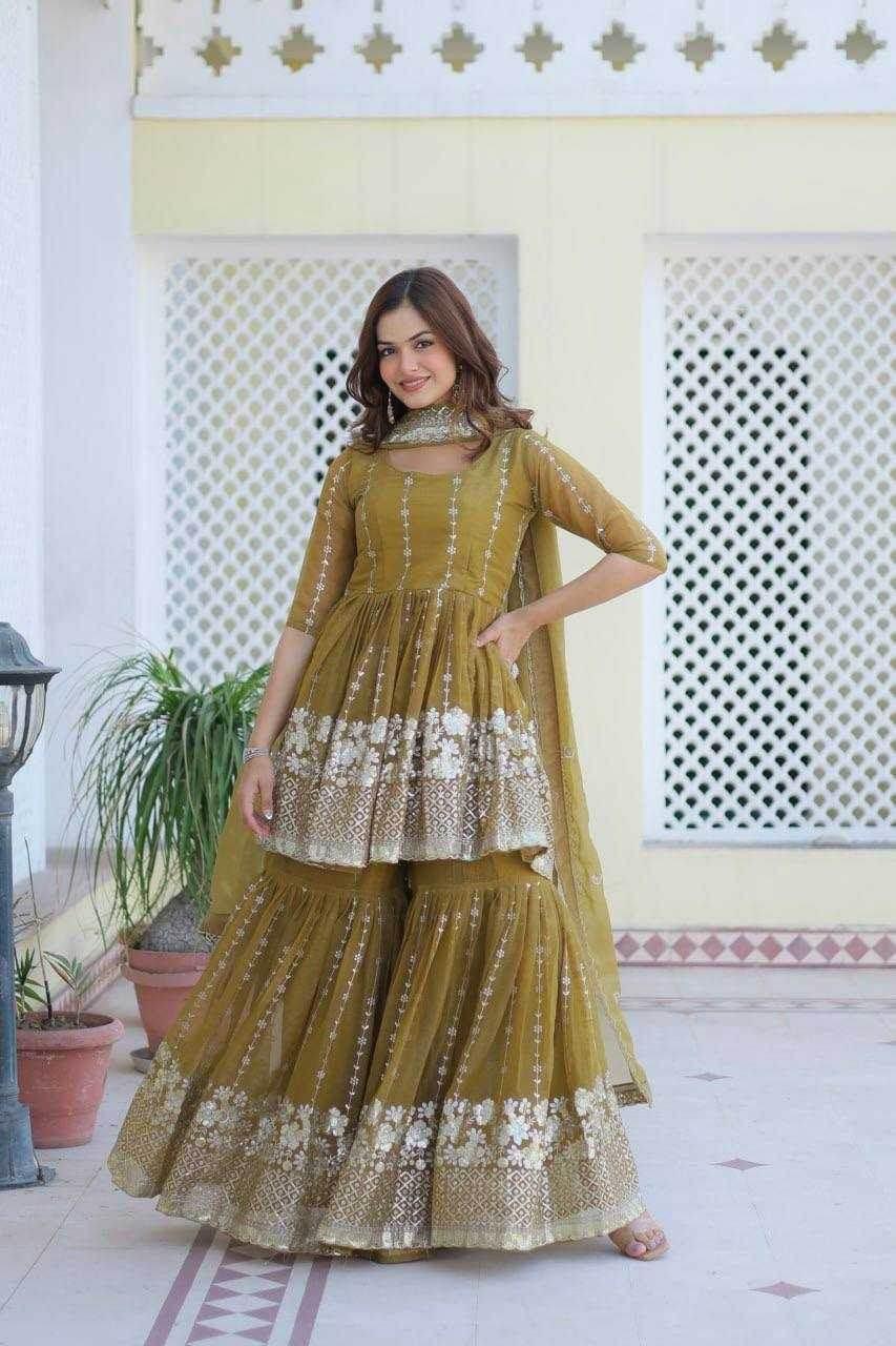 SHARARA SALWAR EMBROIDERY SUITS - MYLUXURY LANE ENTERPRISE