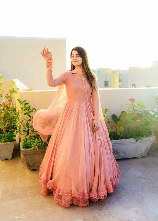 Georgette Long Gowns With Dupatta