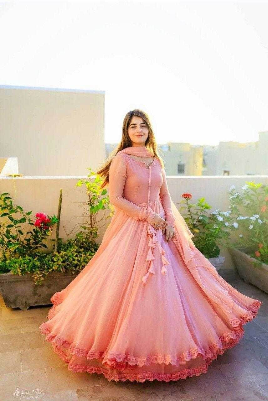 Georgette Long Gowns With Dupatta - MYLUXURY LANE ENTERPRISE