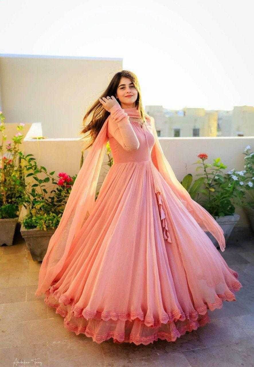 Georgette Long Gowns With Dupatta - MYLUXURY LANE ENTERPRISE