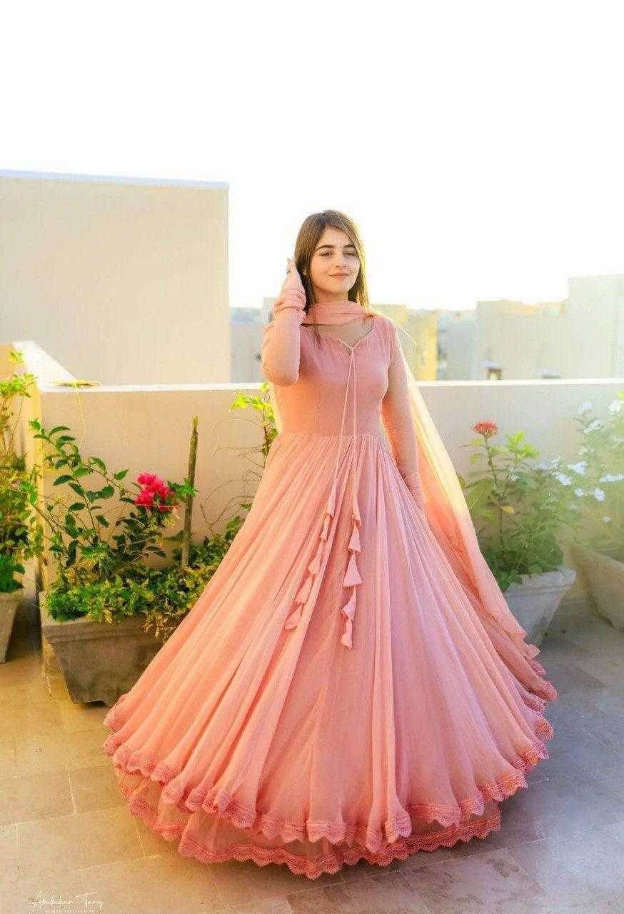 Georgette Long Gowns With Dupatta - MYLUXURY LANE ENTERPRISE