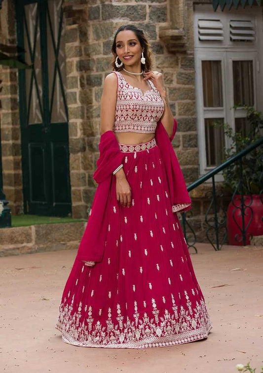 Georgette  Embroidered Lehenga