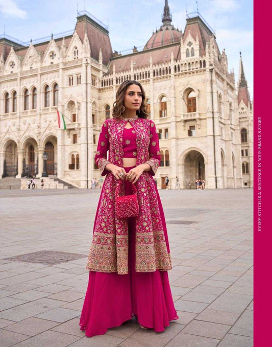 Georgette   Palazzo  Embroidered Suit