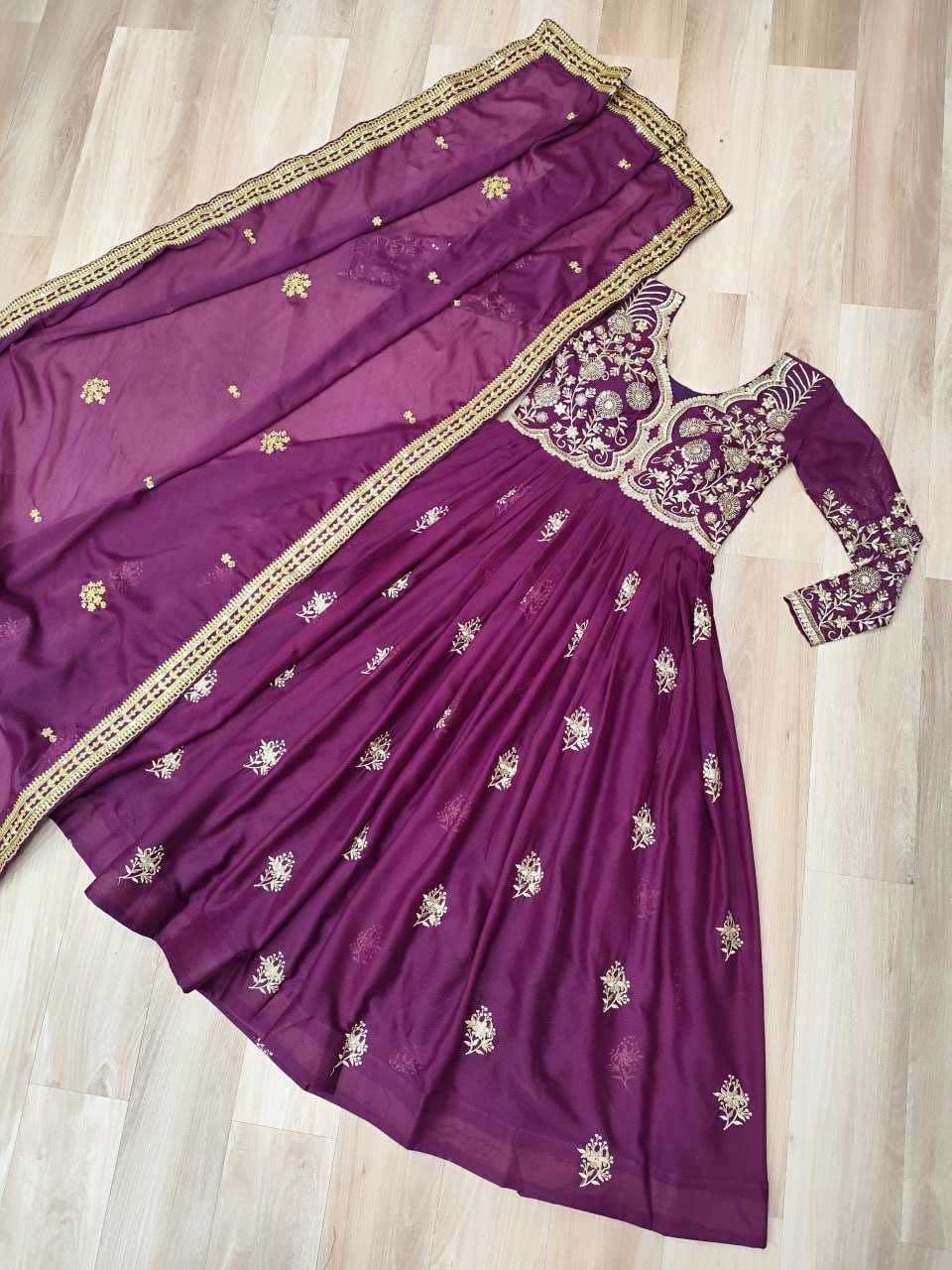 Georgette Designer Gown With Dupatta - MYLUXURY LANE ENTERPRISE