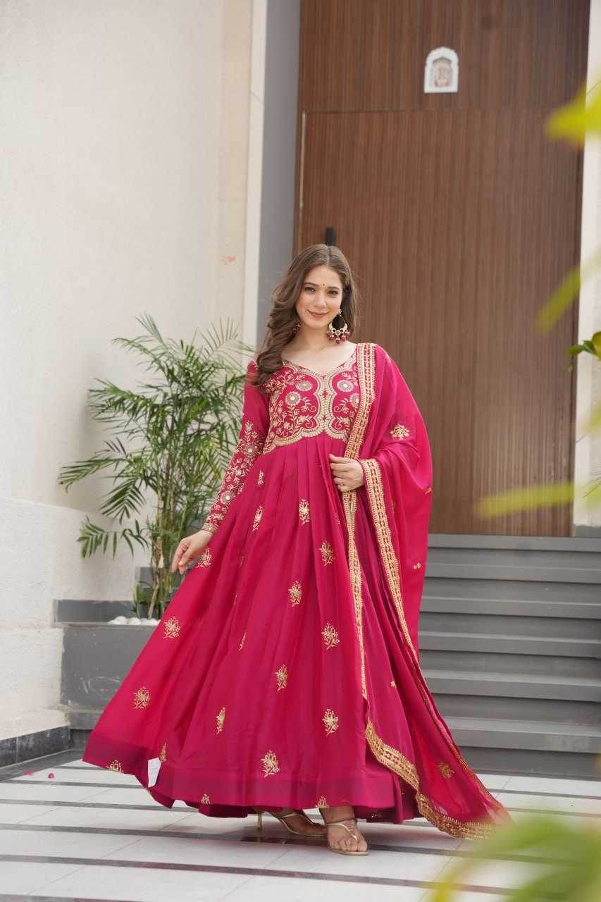 Georgette Designer Gown With Dupatta - MYLUXURY LANE ENTERPRISE
