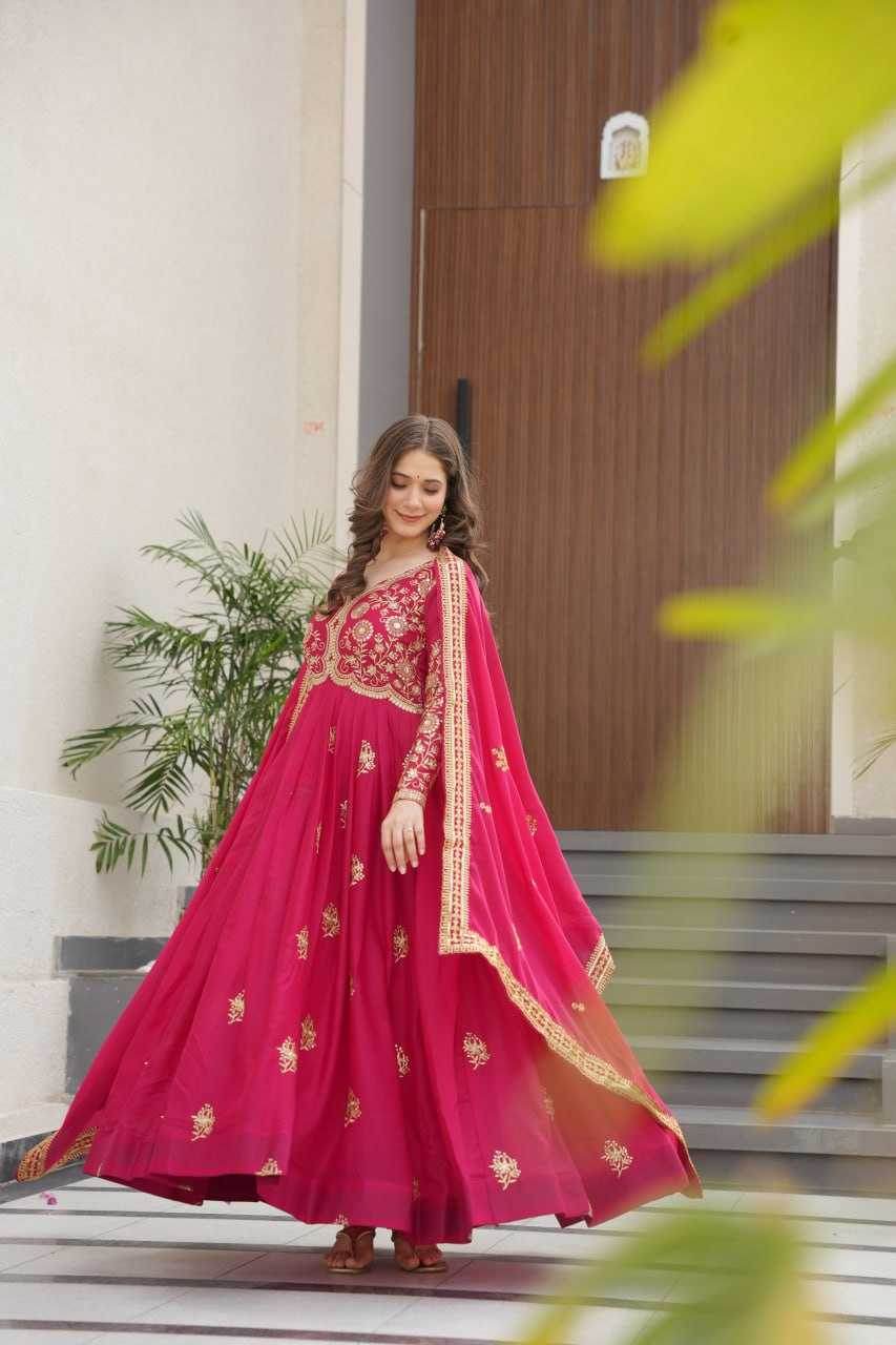 Georgette Designer Gown With Dupatta - MYLUXURY LANE ENTERPRISE