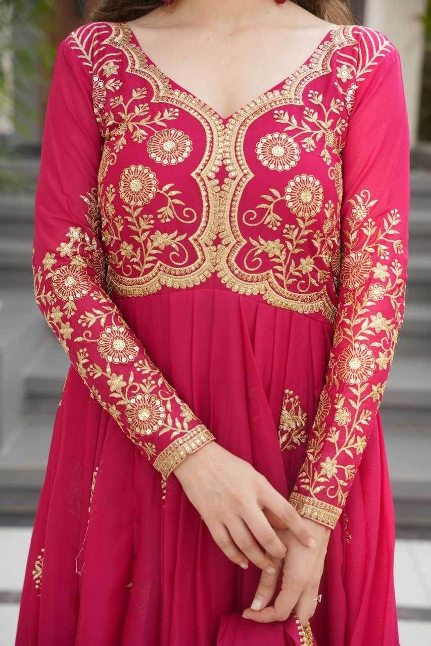 Georgette Designer Gown With Dupatta - MYLUXURY LANE ENTERPRISE