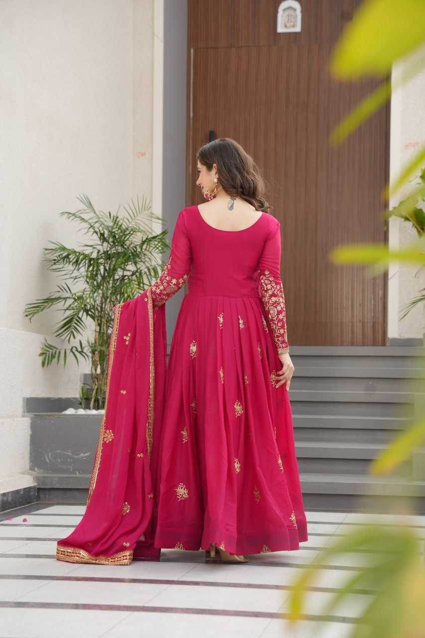 Georgette Designer Gown With Dupatta - MYLUXURY LANE ENTERPRISE