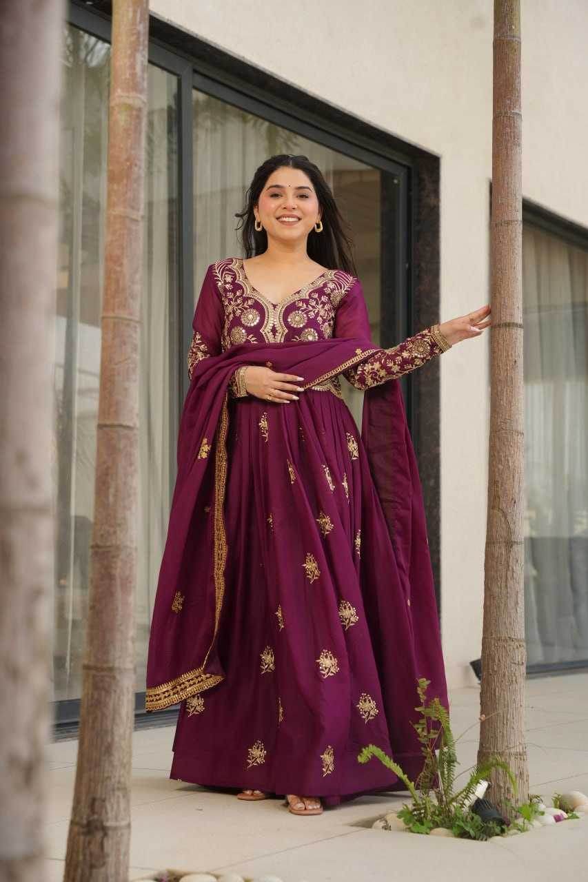 Georgette Designer Gown With Dupatta - MYLUXURY LANE ENTERPRISE