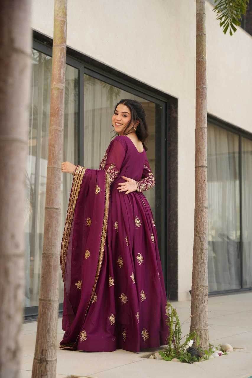 Georgette Designer Gown With Dupatta - MYLUXURY LANE ENTERPRISE