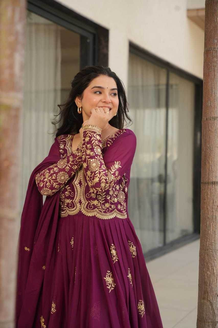 Georgette Designer Gown With Dupatta - MYLUXURY LANE ENTERPRISE