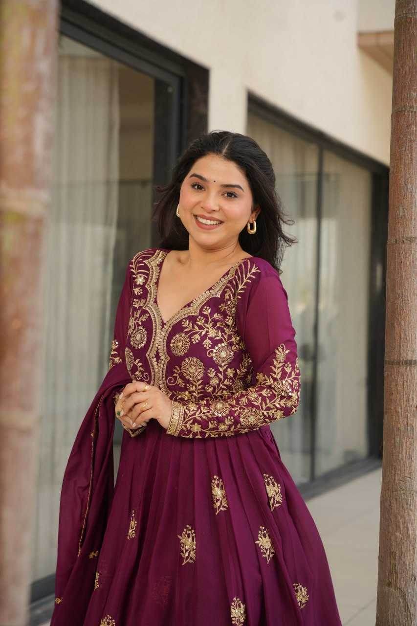 Georgette Designer Gown With Dupatta - MYLUXURY LANE ENTERPRISE