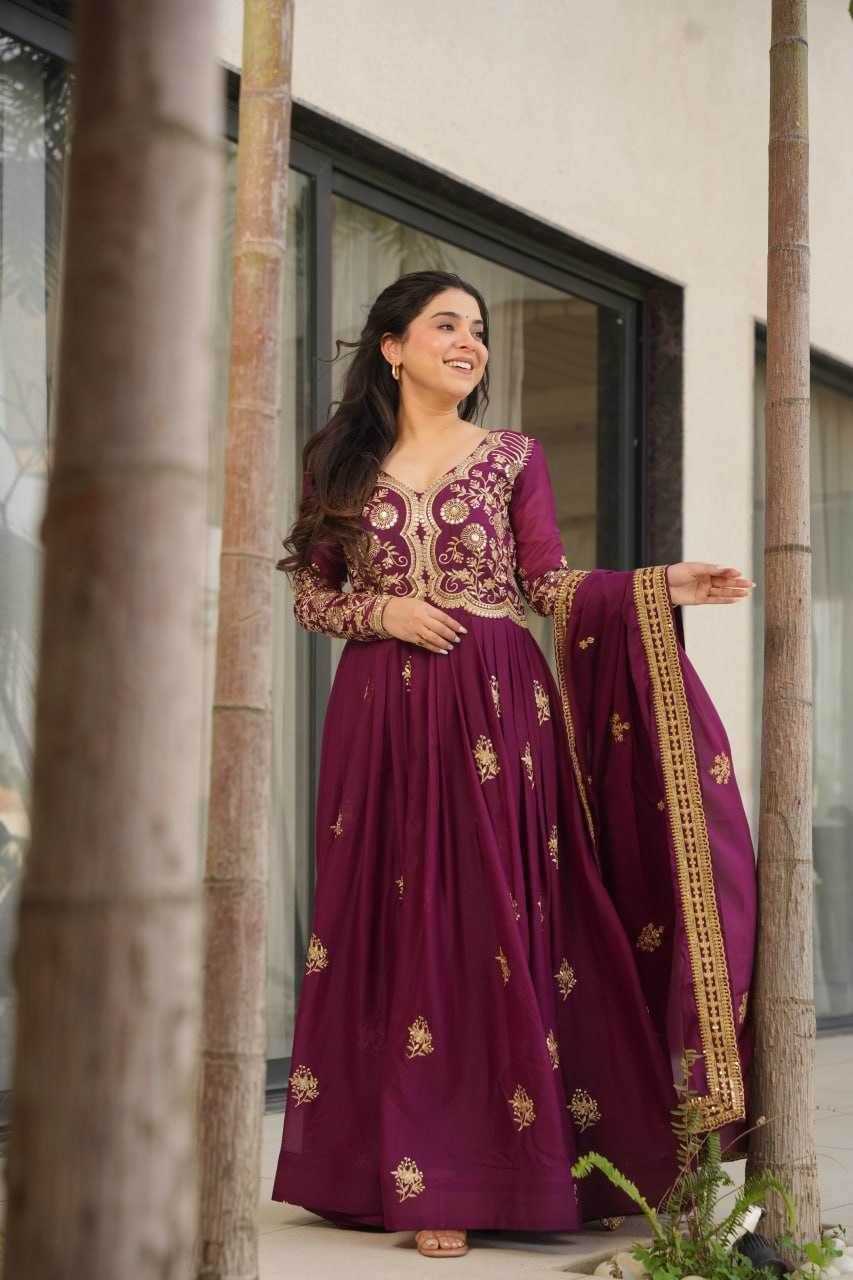 Georgette Designer Gown With Dupatta - MYLUXURY LANE ENTERPRISE