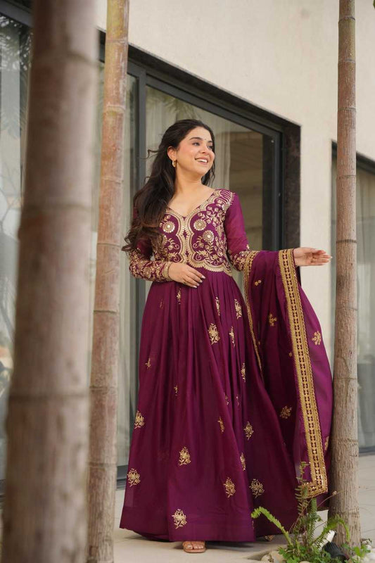 Georgette Designer Gown With Dupatta