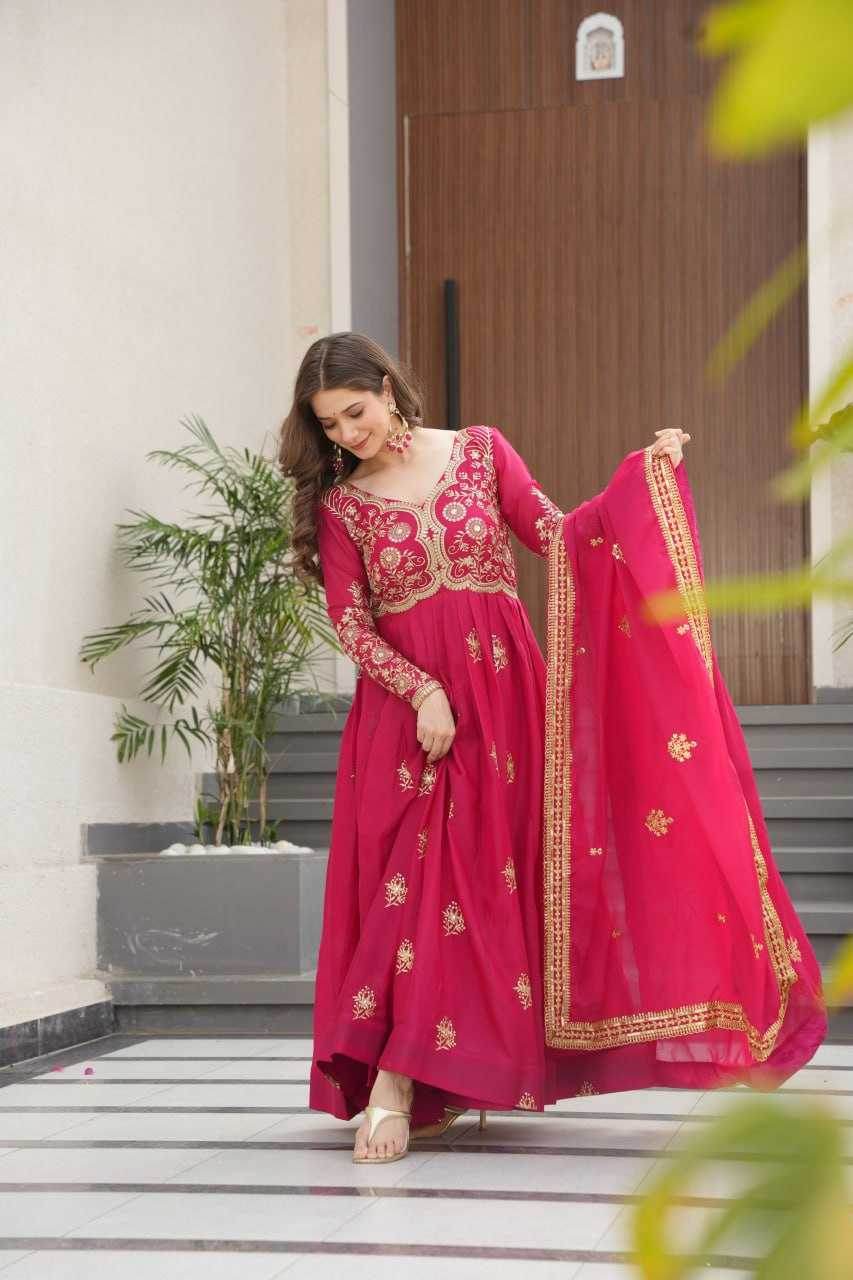 Georgette Designer Gown With Dupatta - MYLUXURY LANE ENTERPRISE