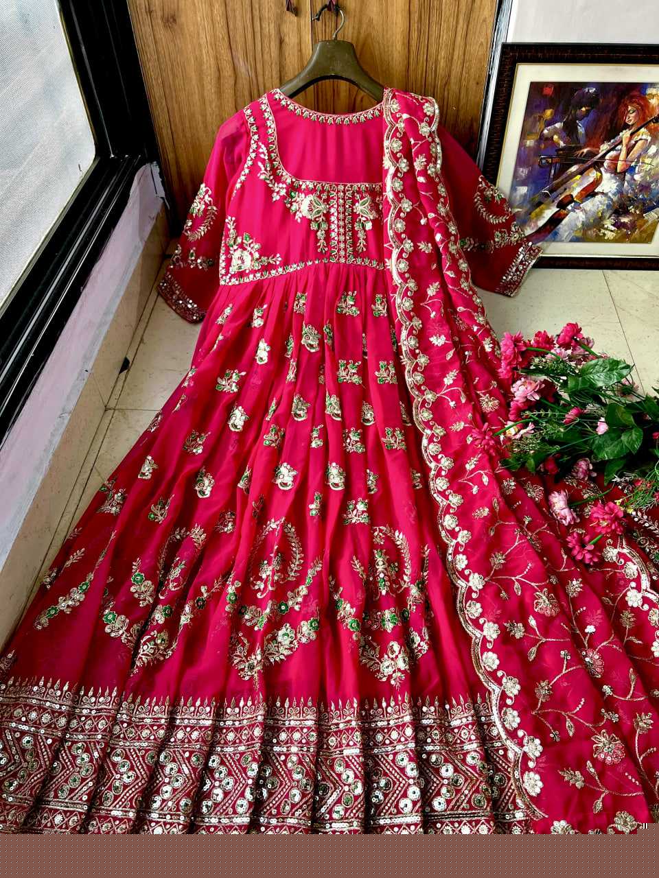 Embroidery Anarkali Long Sequin Gown - MYLUXURY LANE ENTERPRISE