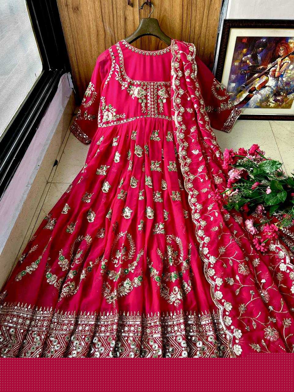 Embroidery  Anarkali Long Sequin Gown