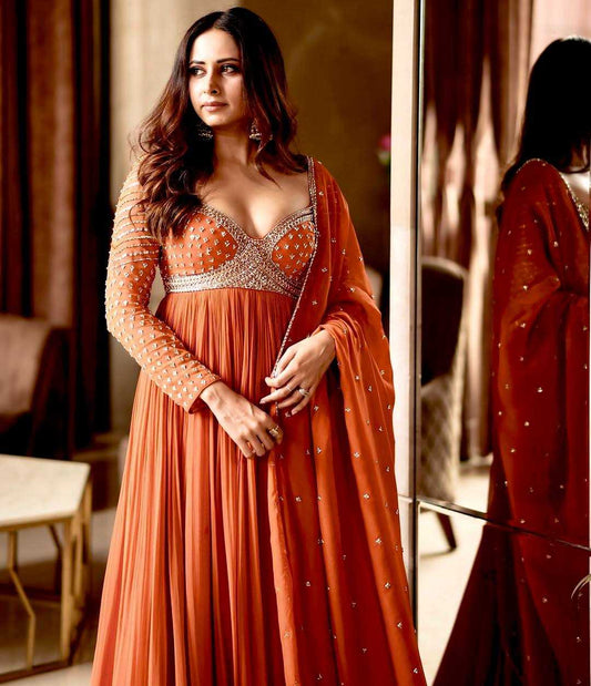 Georgette Embroidery Gown