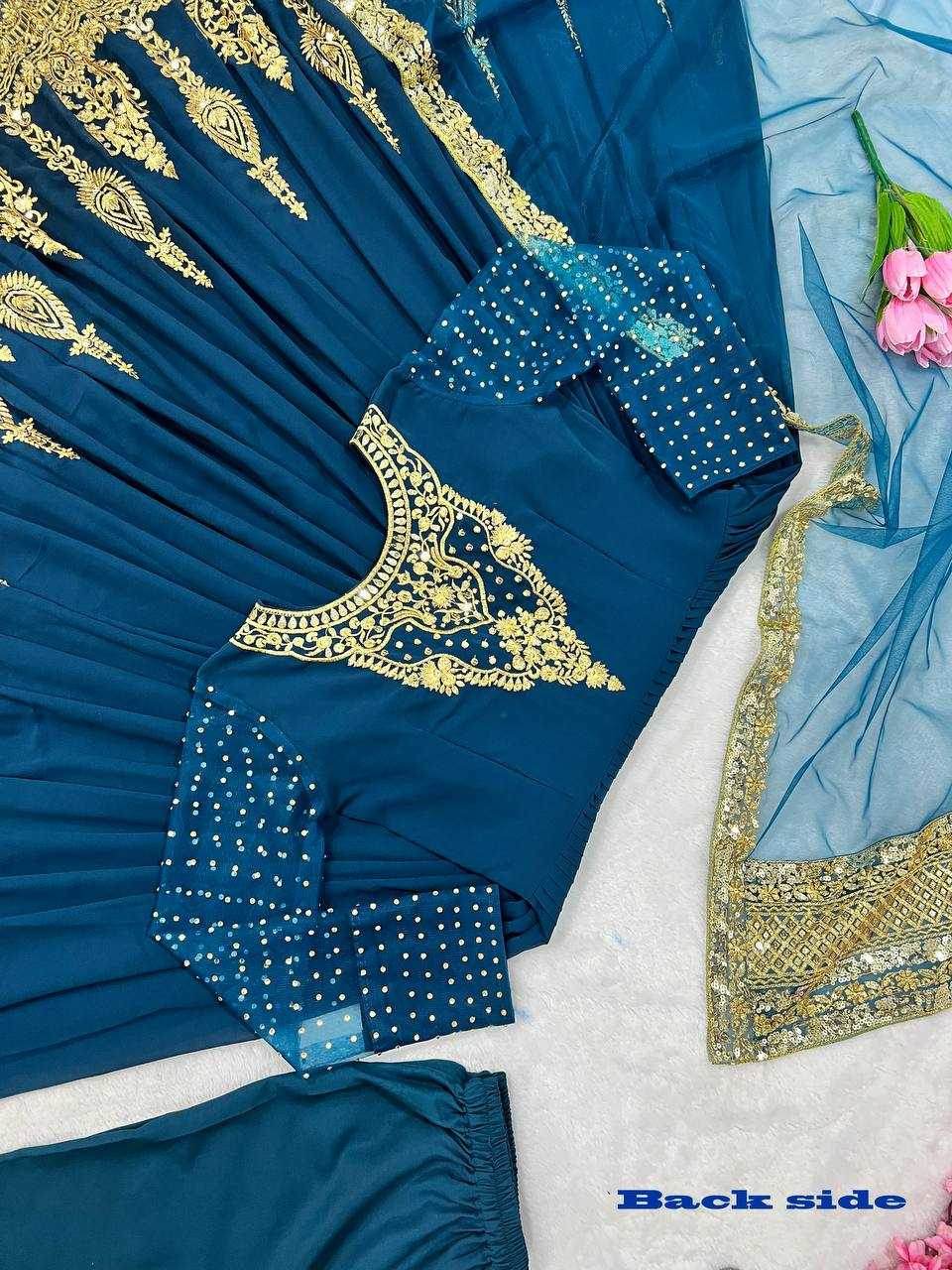 Georgette Embroidery Long Georgette Gown - MYLUXURY LANE ENTERPRISE