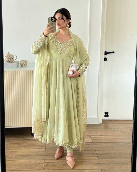 Georgette  Embroidery Georgette Gown