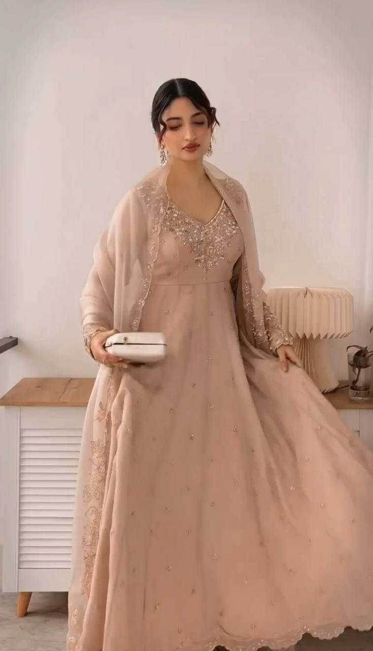 Georgette Embroidery Georgette Gown - MYLUXURY LANE ENTERPRISE