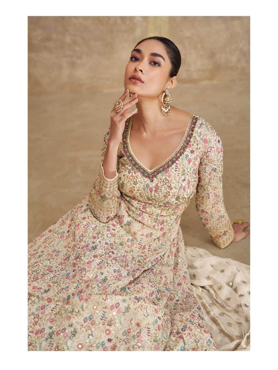 Georgette Anarkali Floor-Length Sequin Gown - MYLUXURY LANE ENTERPRISE