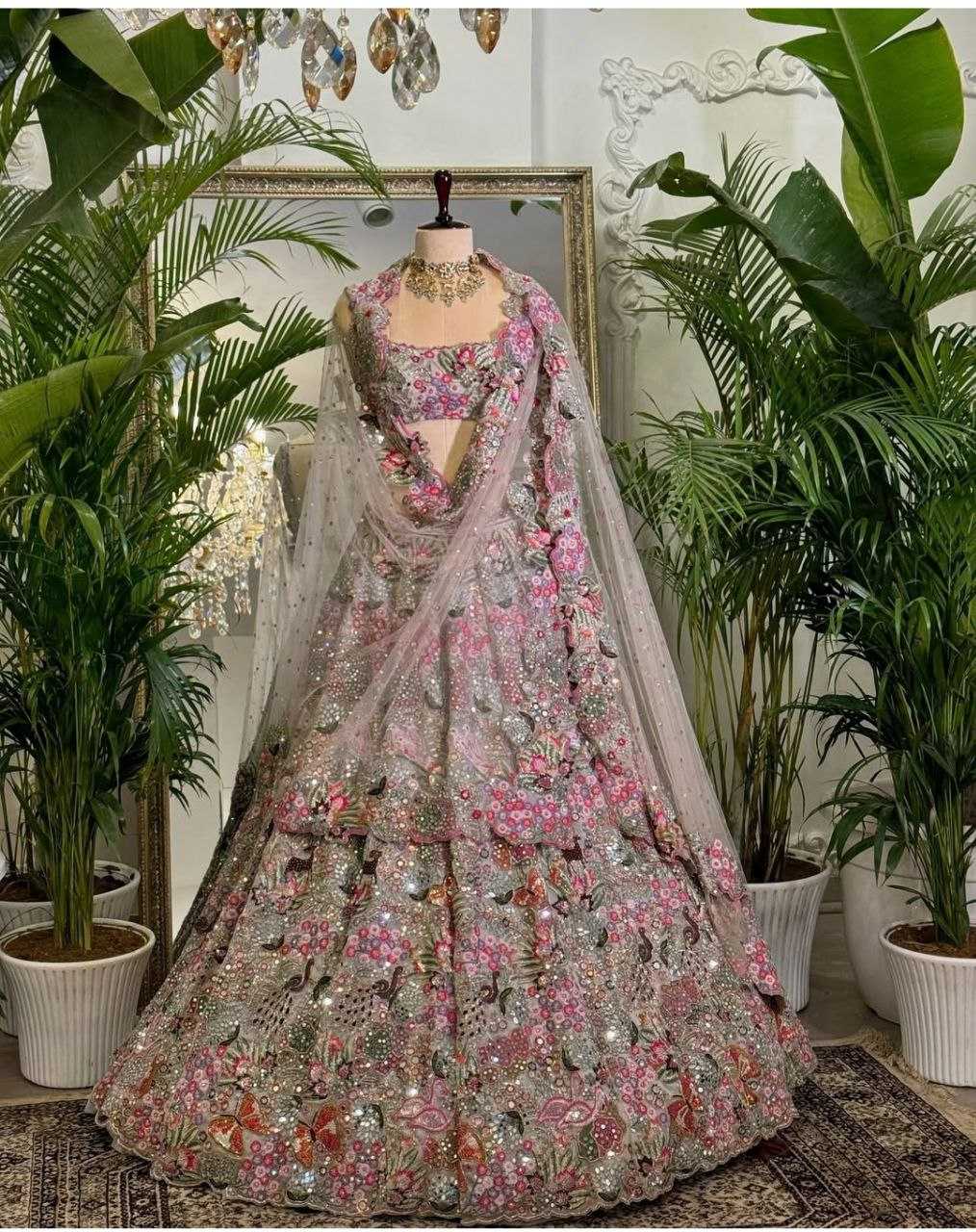 Georgette  Designer  Embroidered Lehenga