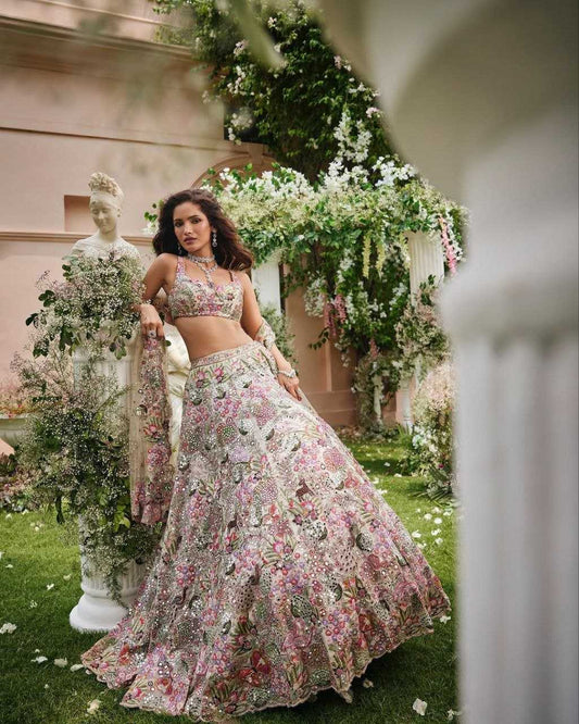 Georgette  Designer  Embroidered Lehenga