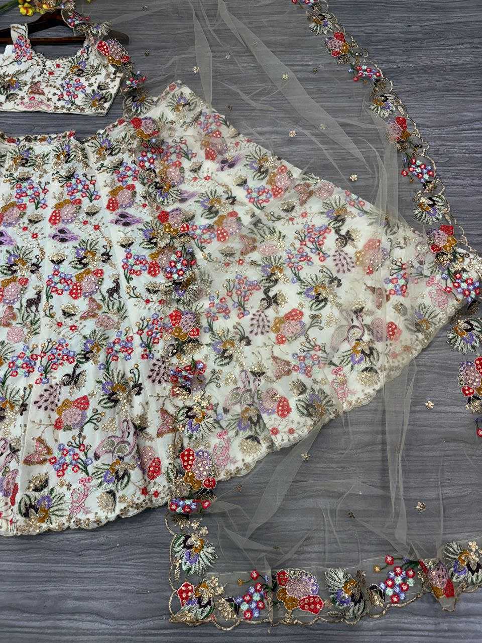 Georgette  Designer  Embroidered Lehenga