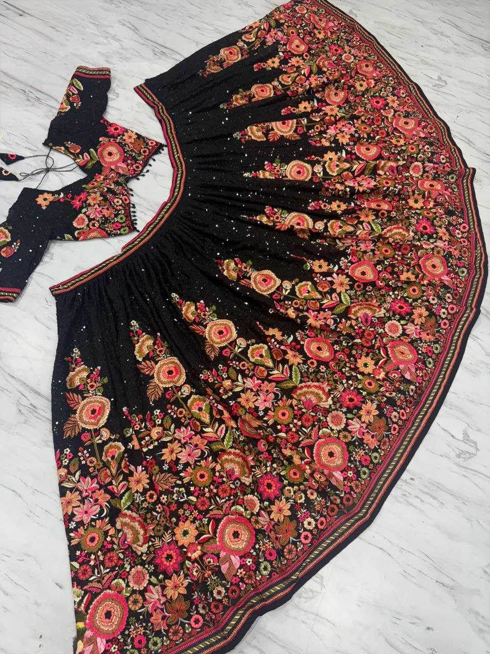 Georgette Embroidered Lehenga - MYLUXURY LANE ENTERPRISE