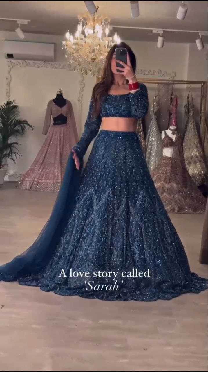 Georgette Sequins Lehenga With Cancan - MYLUXURY LANE ENTERPRISE