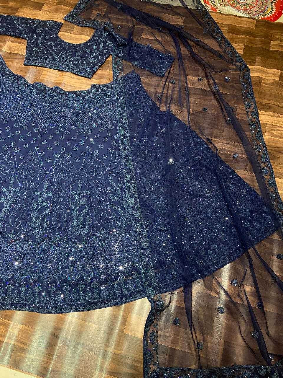 Georgette Sequins Lehenga With Cancan - MYLUXURY LANE ENTERPRISE