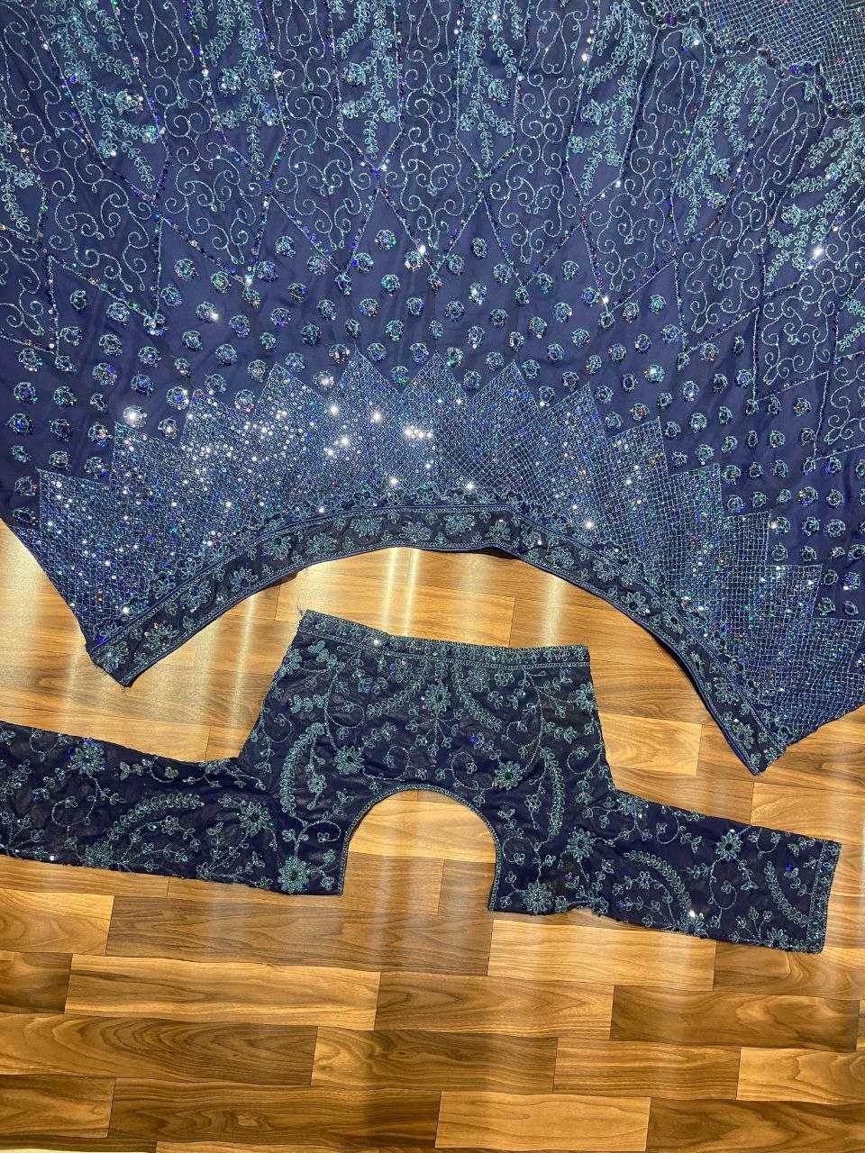 Georgette Sequins Lehenga With Cancan - MYLUXURY LANE ENTERPRISE