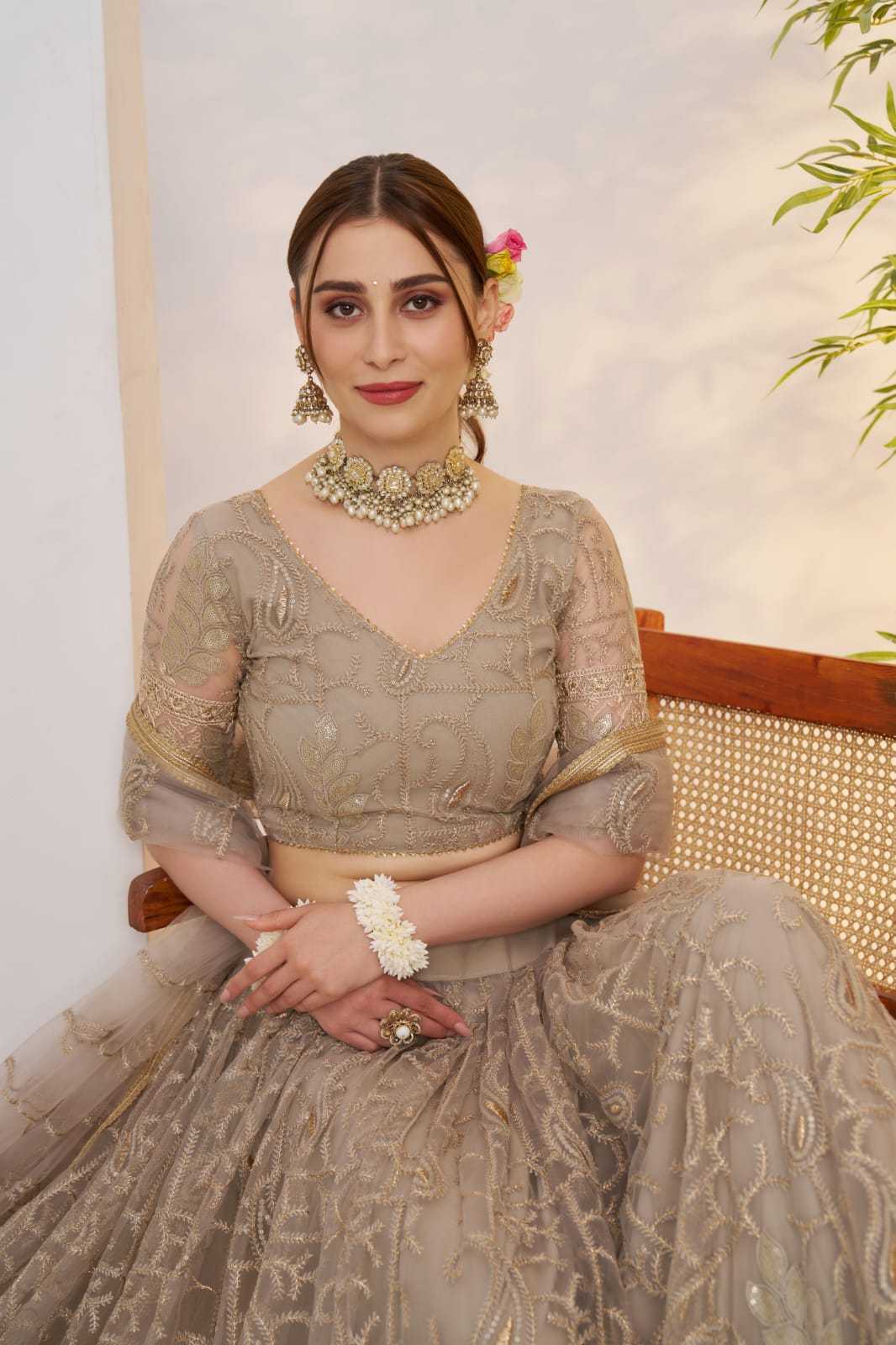 Georgette Embroidered Zari Work Sequins Lehenga