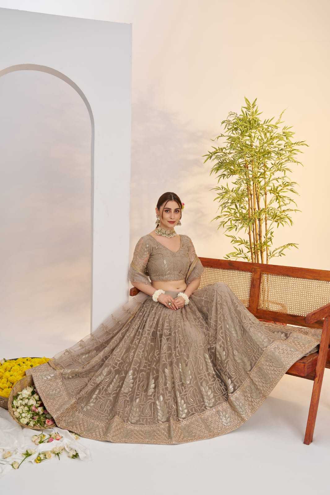 Georgette Embroidered Zari Work Sequins Lehenga
