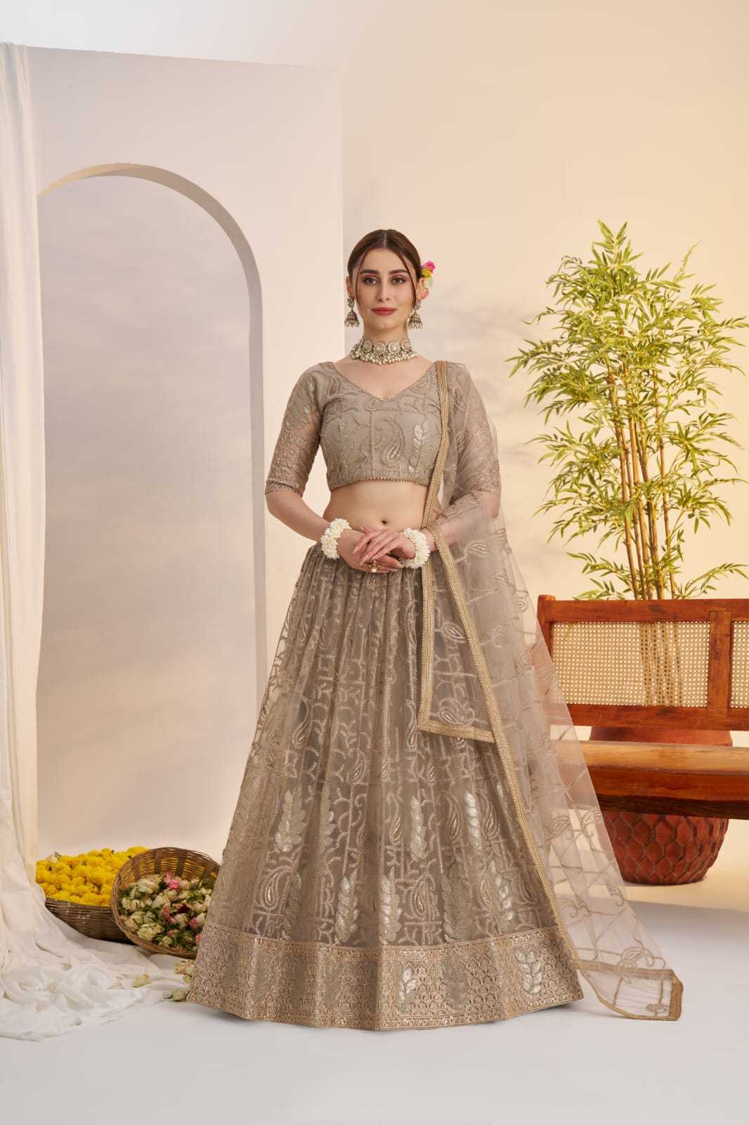 Georgette Embroidered Zari Work Sequins Lehenga
