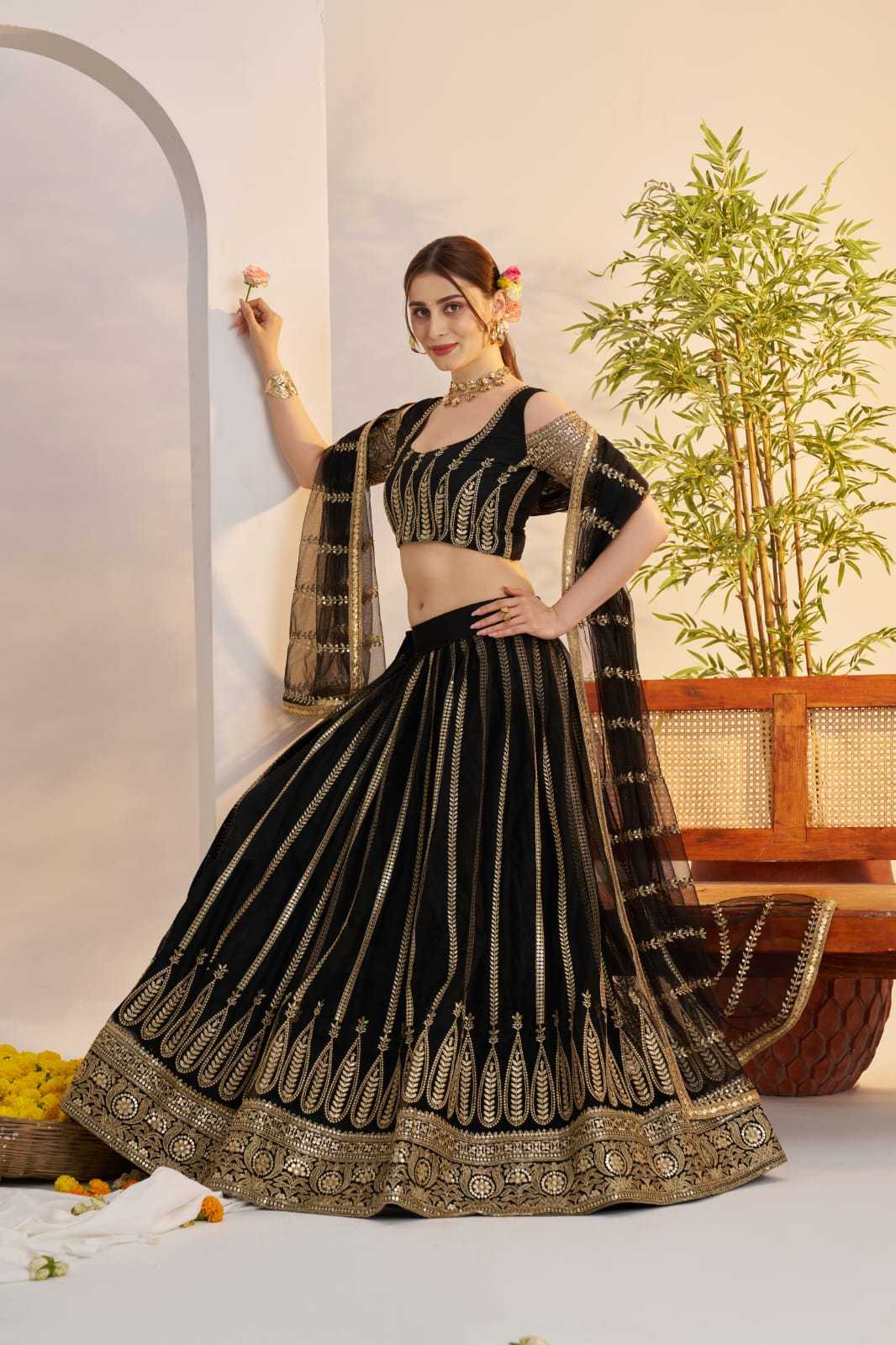 Georgette Embroidered Zari Work Sequins Lehenga