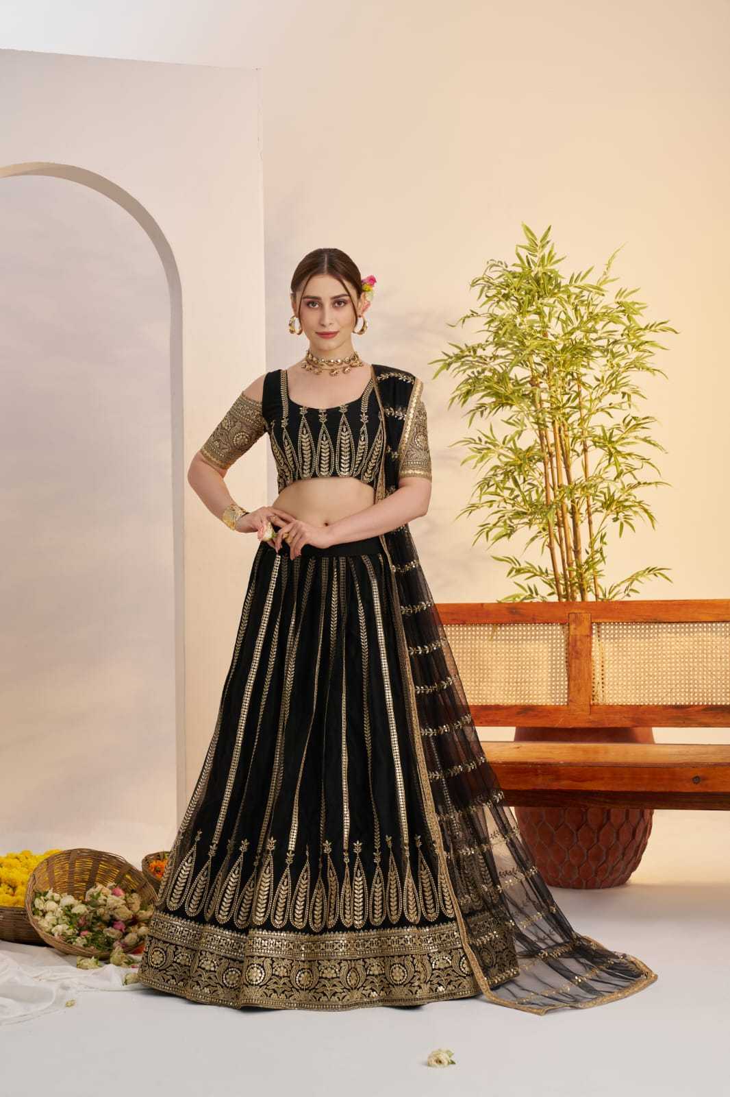 Georgette Embroidered Zari Work Sequins Lehenga