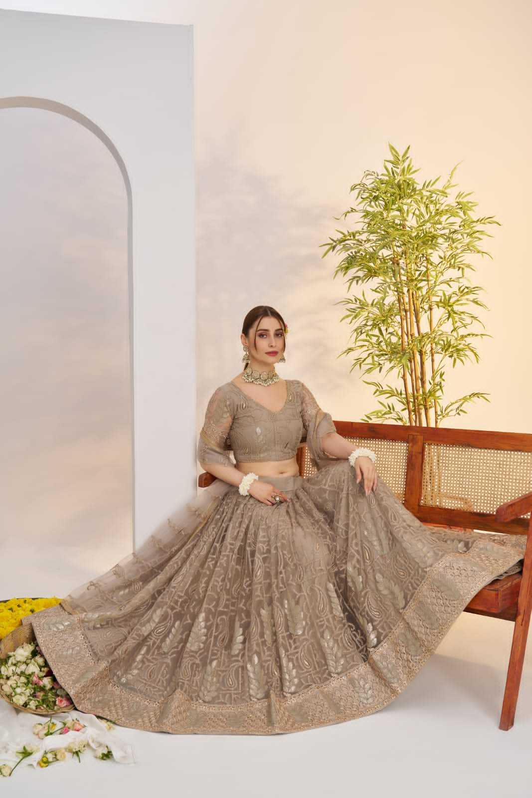 Georgette Embroidered Zari Work Sequins Lehenga