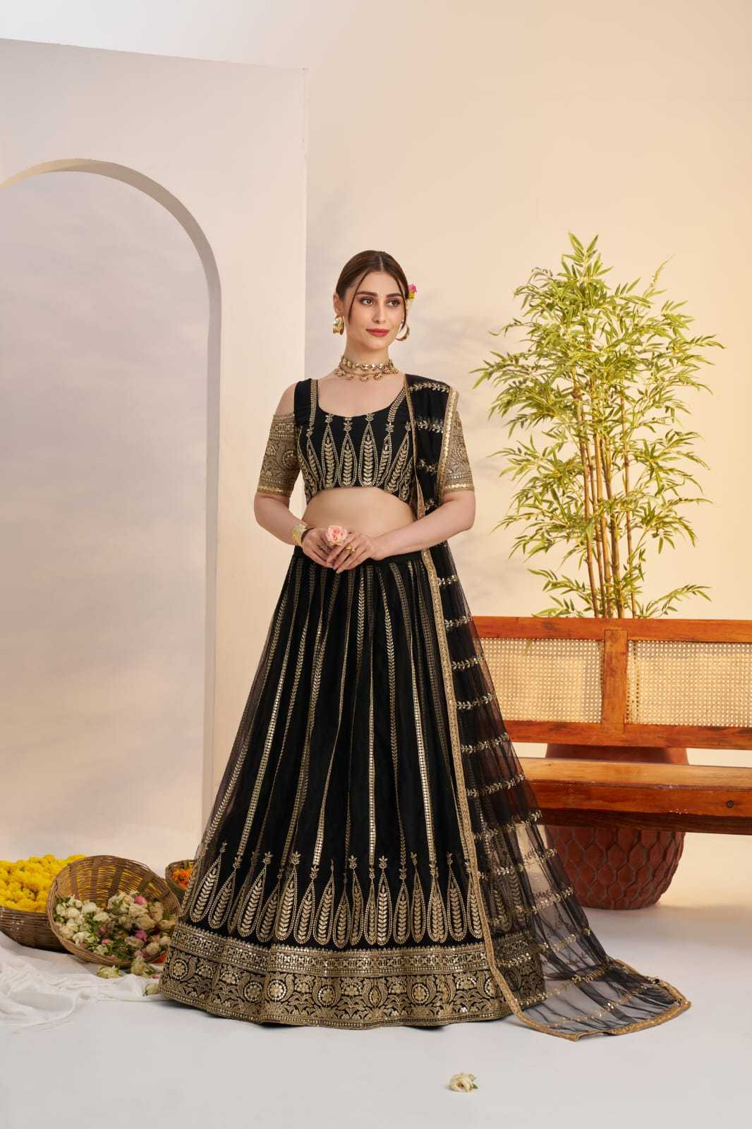 Georgette Embroidered Zari Work Sequins Lehenga