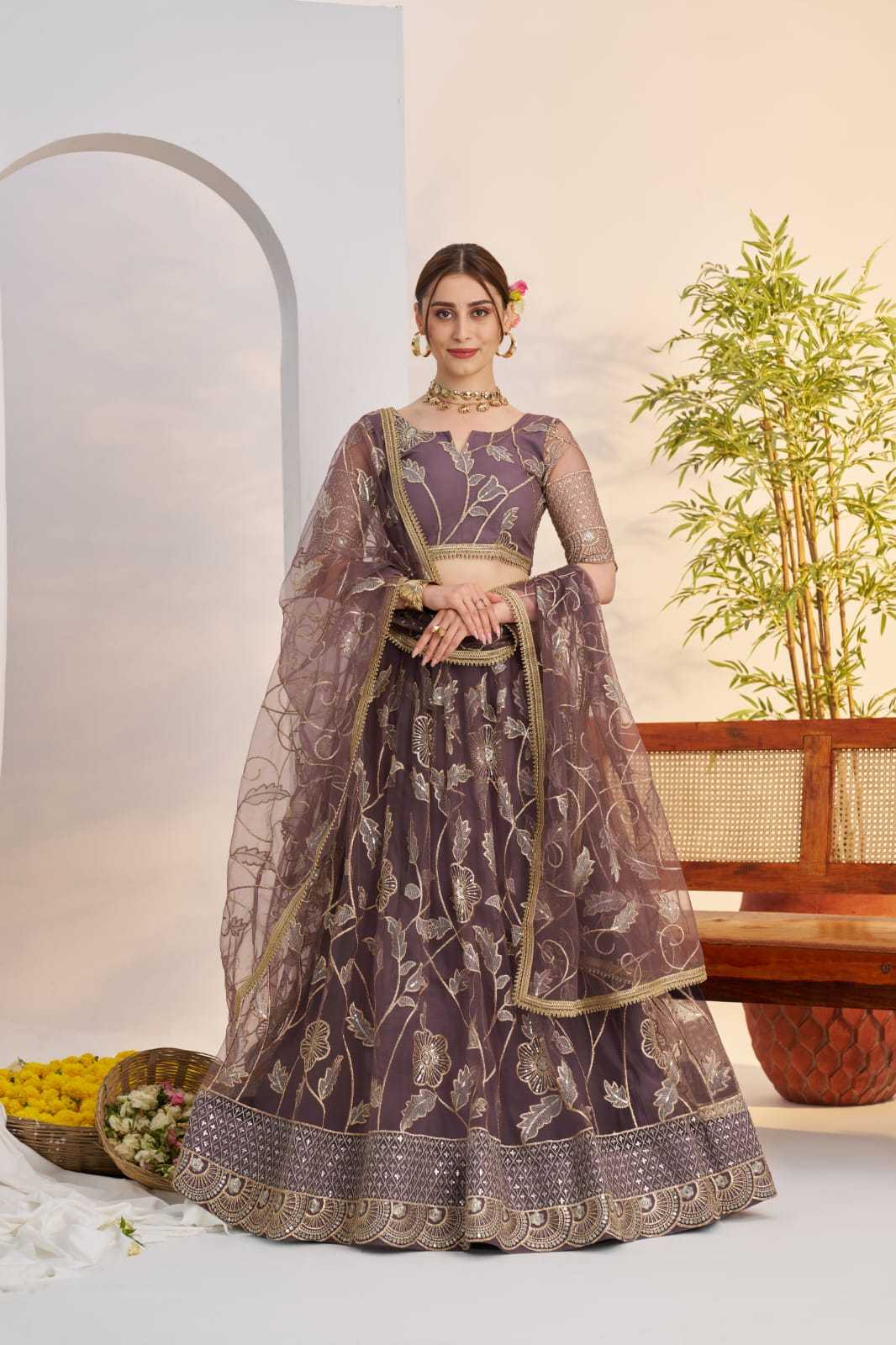 Georgette Embroidered Zari Work Sequins Lehenga