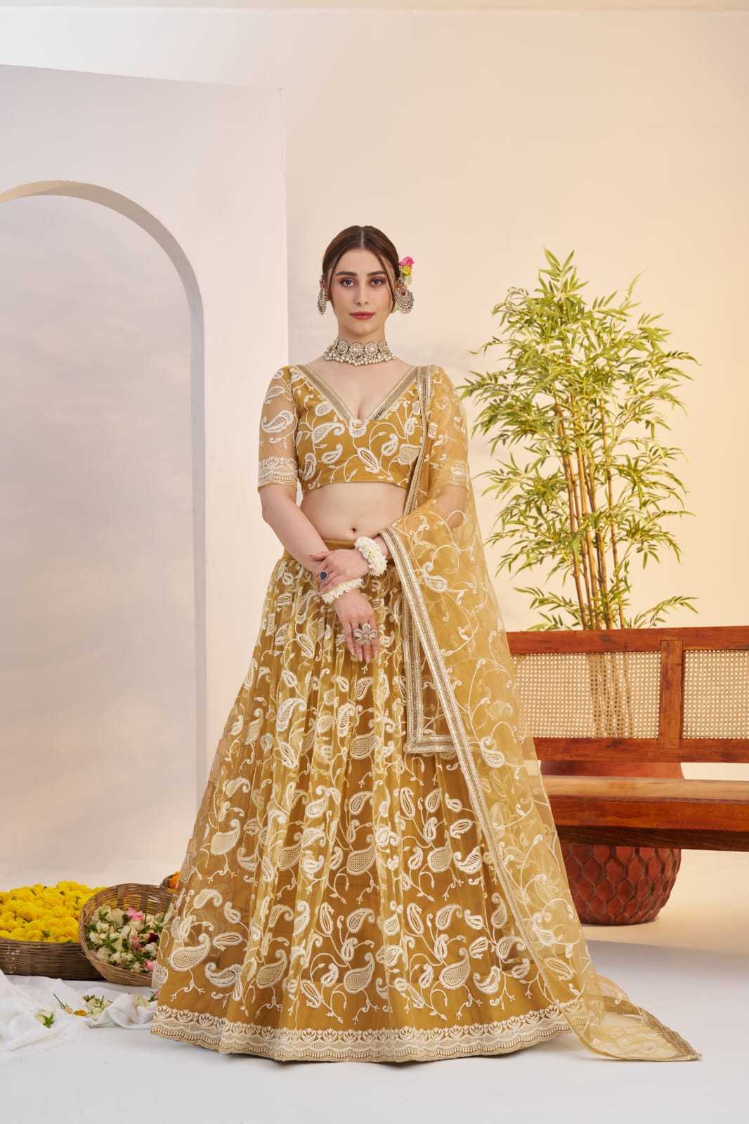 Georgette Embroidered Zari Work Sequins Lehenga