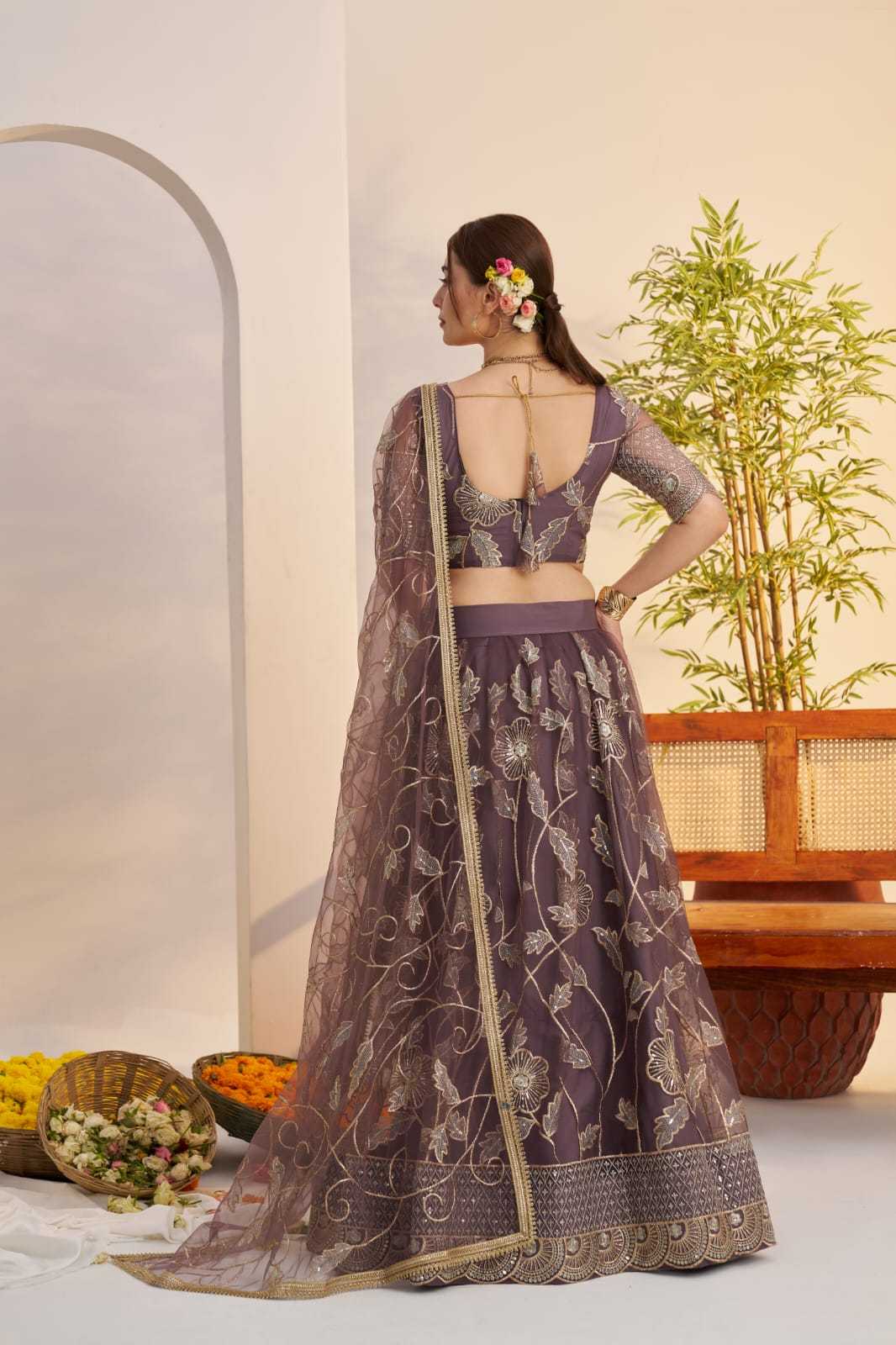 Georgette Embroidered Zari Work Sequins Lehenga