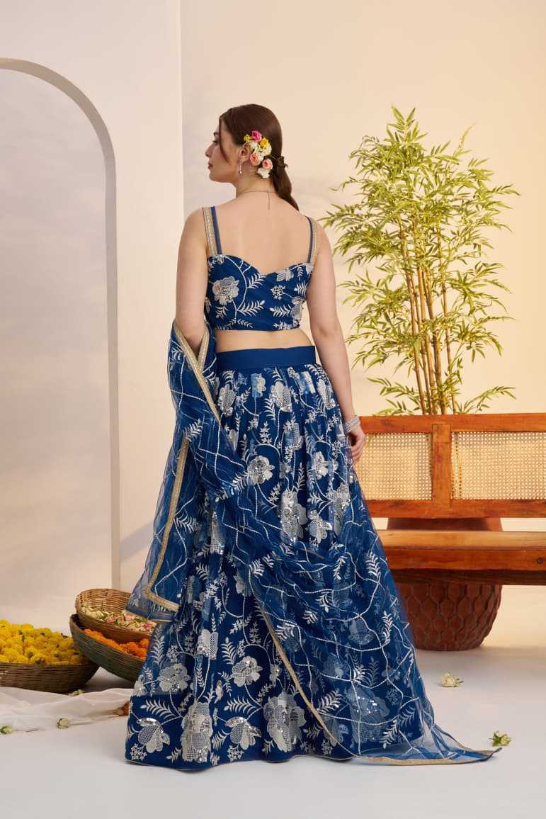 Georgette Embroidered Zari Work Sequins Lehenga