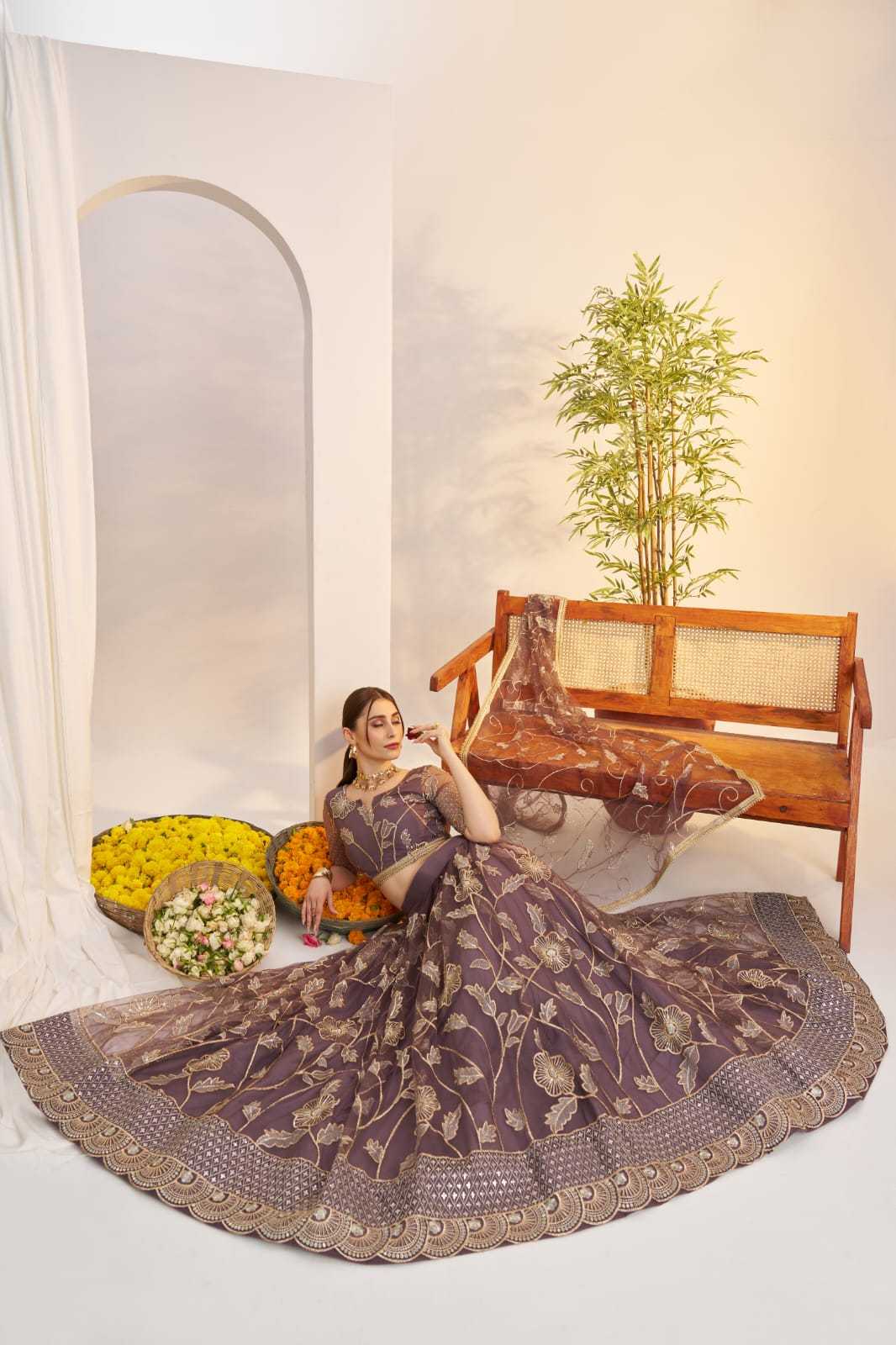 Georgette Embroidered Zari Work Sequins Lehenga