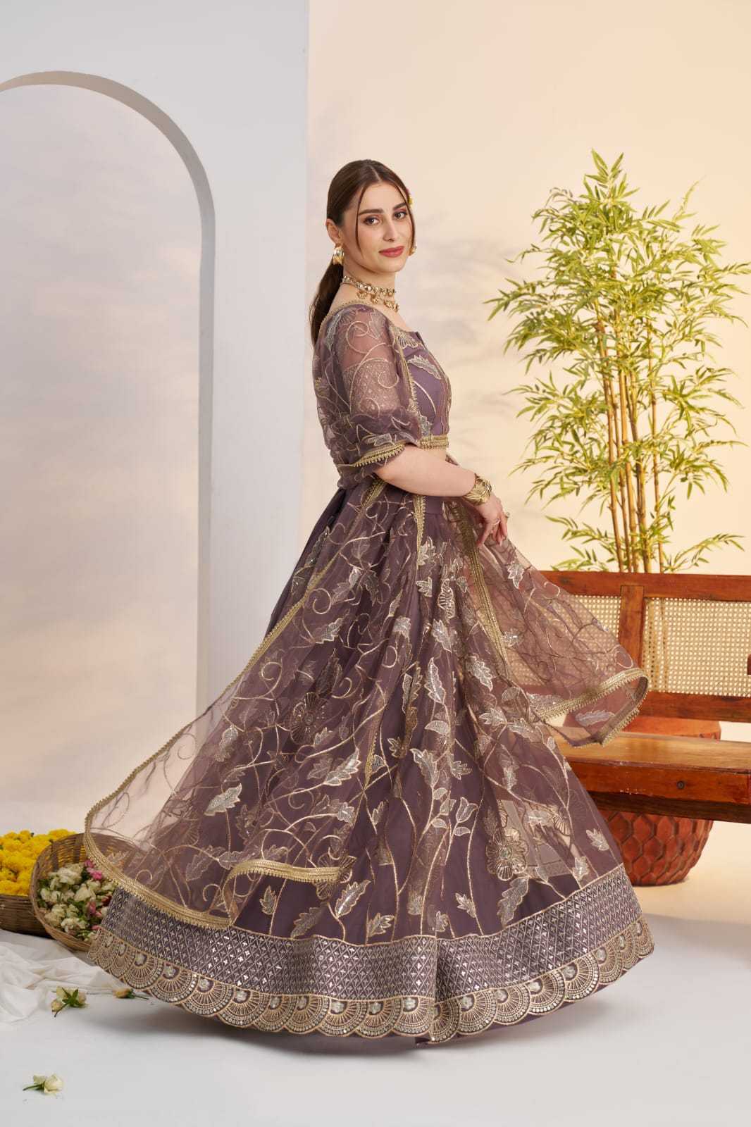 Georgette Embroidered Zari Work Sequins Lehenga