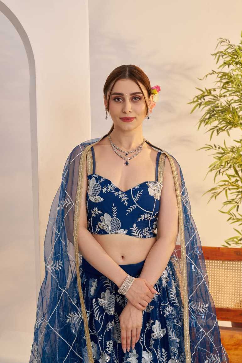 Georgette Embroidered Zari Work Sequins Lehenga